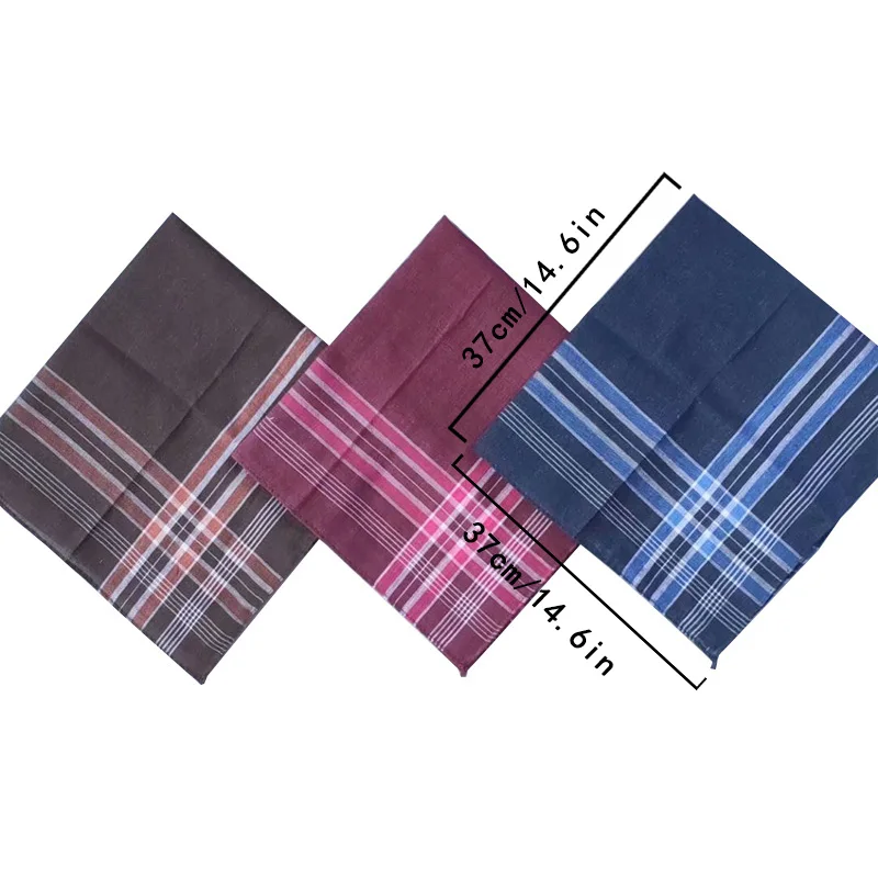 12pcs Men‘s Fashion Square Plaid Cotton Polyester Fabric Handkerchiefs Classic Pocket Towel Wedding Party Business Chest Scarf