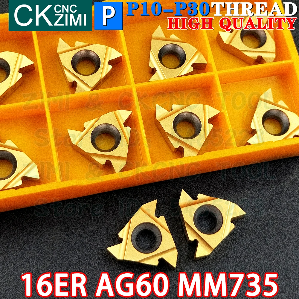 16ER AG60 MM735 Carbide Inserts External Thread Threaded Inserts Tools MMT16ER N60 CNC Machine Metal Lathe Turning Cutter Tools