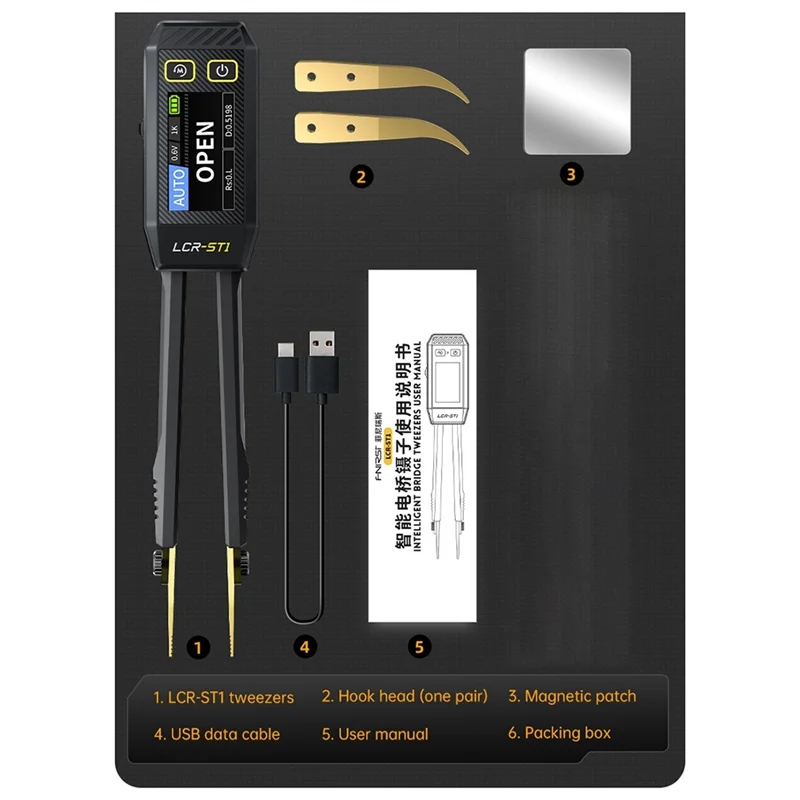 LCR-ST1 Intelligent Digital Bridge Tweezers Resistance, Inductance And Capacitance Component Test LCR Meter
