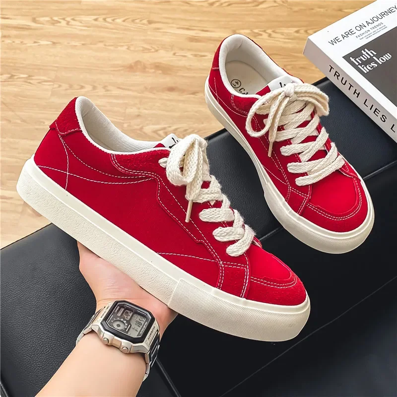 Men Skateboarding Shoes Canvas Thick Bottom Platform Shoes Comfortable Breathable Vulcanized Shoes Casual Sneakers Student Shoe