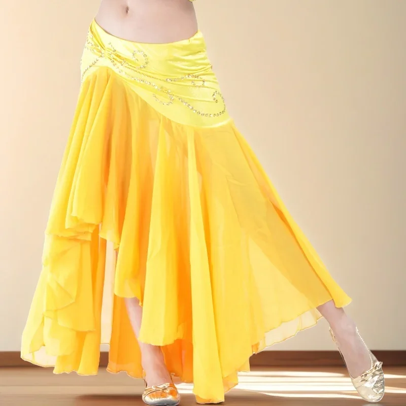 الراقية أزياء الرقص الشرقي الشيفون طويل سليم فلاش تنورة المرأة مثير الرقص الشرقي ذيل السمكة تنورة الرقص الشرقي ممارسة الملابس #1