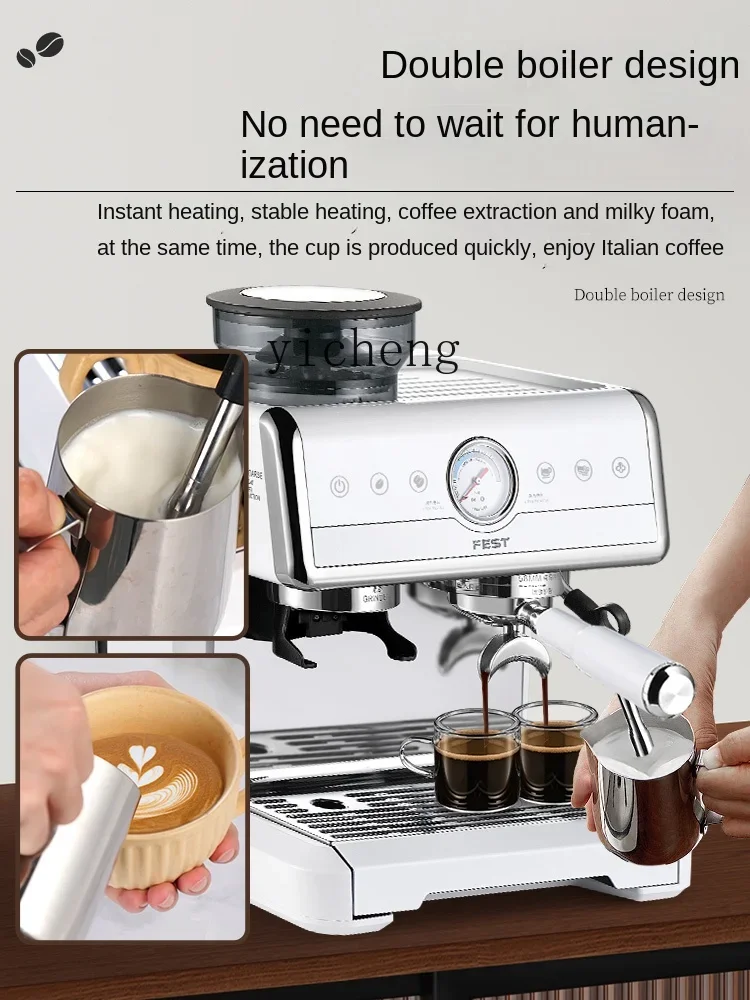 Second Generation Commercial Semi-Automatic Coffee Machine Household Automatic Grinding Integrated Double Boilerc11