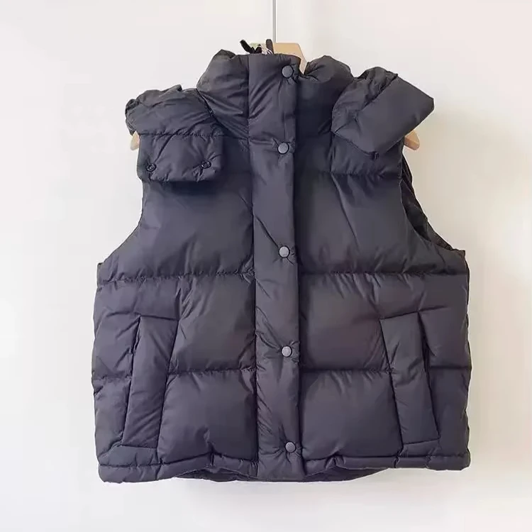 

Lemon Winter New Style Vertical Collar Down Jacket Vest Women's Short Commuting Casual Detachable Hooded Warm Jacket