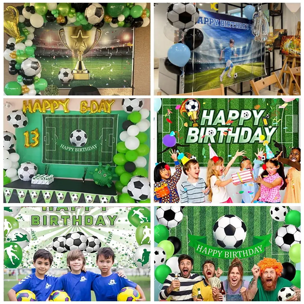 Football Backdrop for Birthday Soccer Field Sport Stadium Champion Cup Boy Baby Birthday Party Decor Photography Background Prop