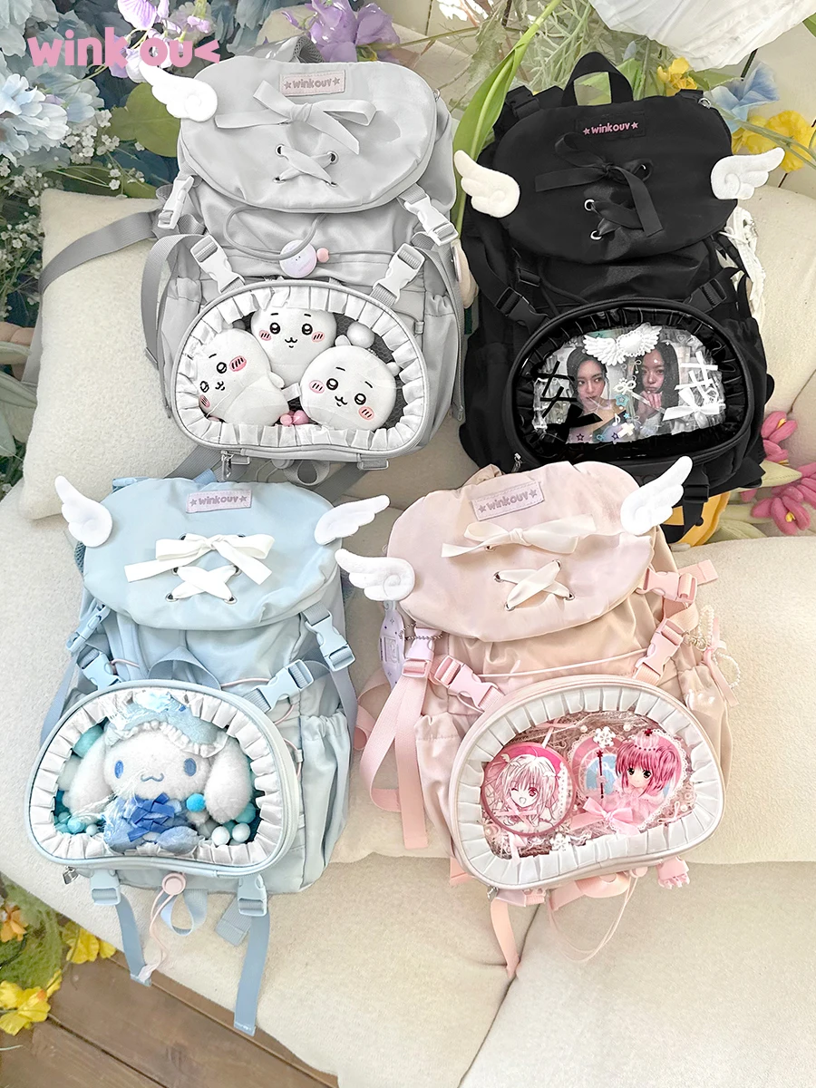 

Japanese Sweet Lolita Bow Women's Lta Backpack Daily Large-capacity Two-dimensional Bar Bag 20cm Mini Baby Bag Schoolbag Girl