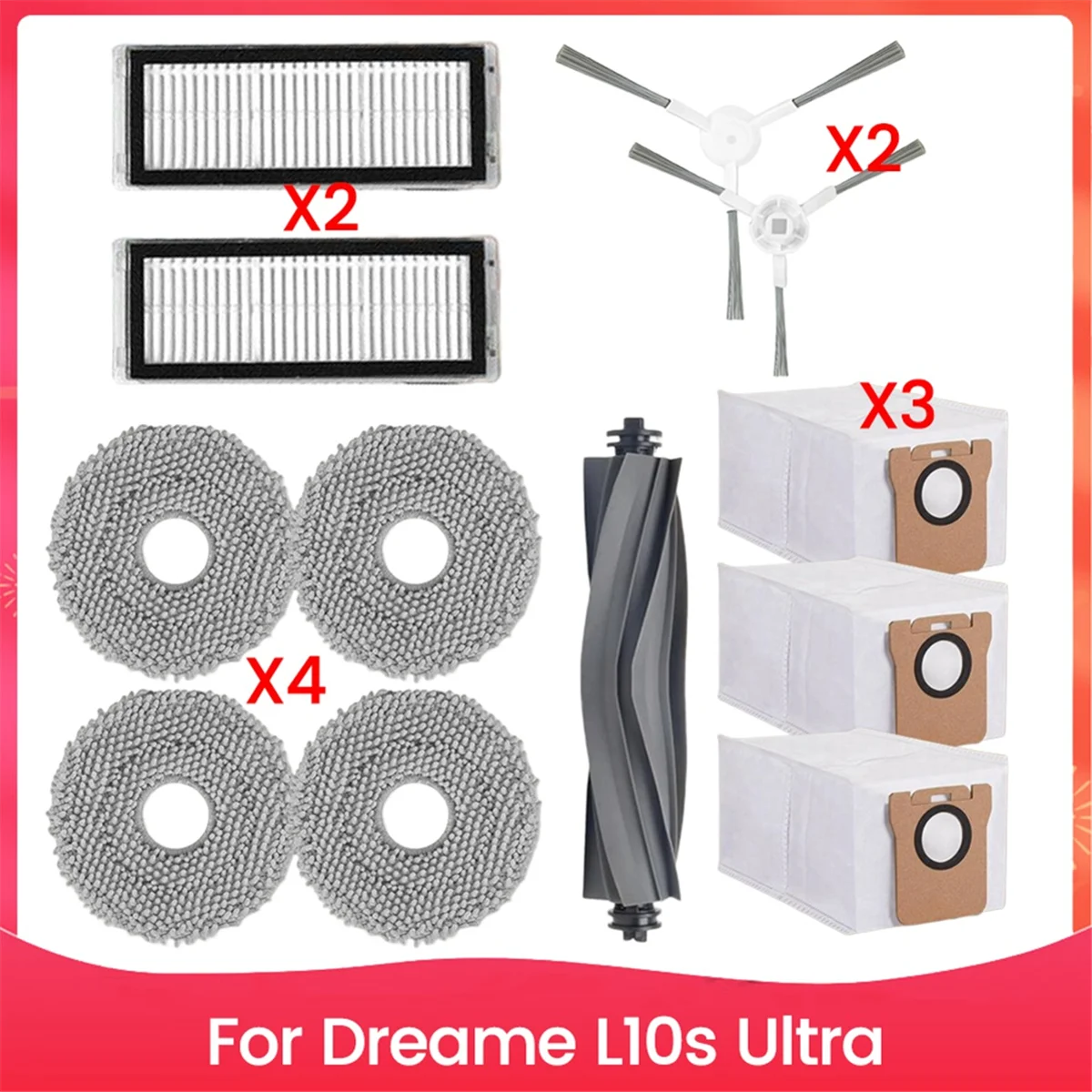 

M11K-для Dreame L10s Ultra вакуумные аксессуары, запасные части, основная щетка, боковая щетка, фильтр, мешок для пыли, ткань для швабры