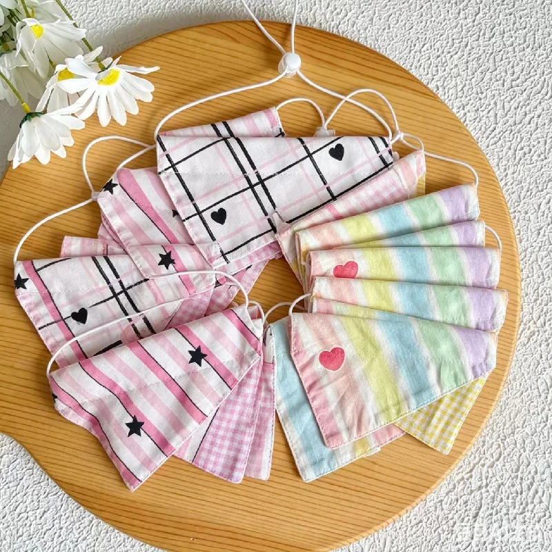 

10PCS Dog Bandanas Triangular Bandage Kitty Cute Bibs with Adjustable Rope Pure Cotton Anti- Dirty Pet Bibs Wholesale