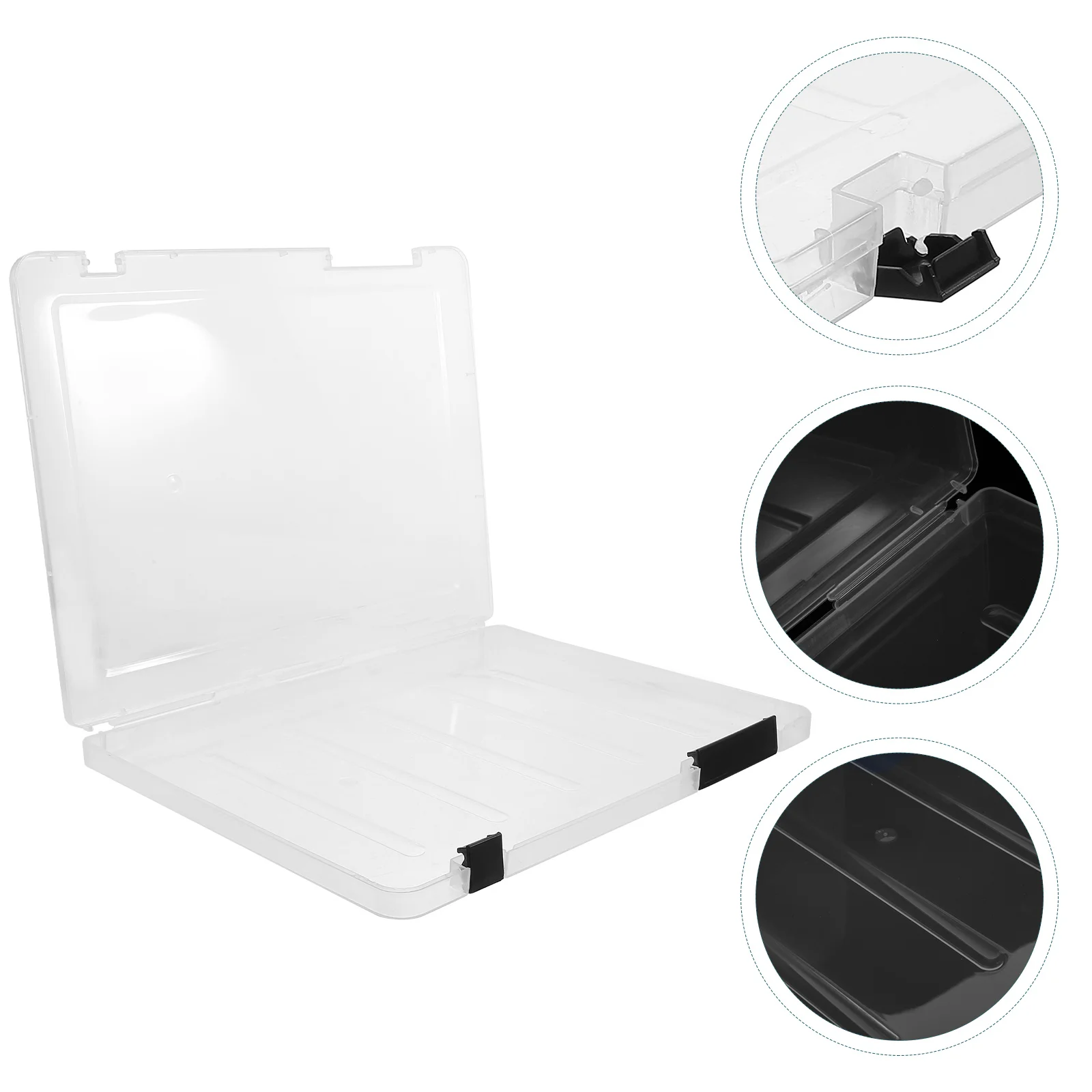 Bookshelf File Box Snap-tight Buckle Magazine Storage Photo Contract Containers Holder Plastic Case Document Protectors