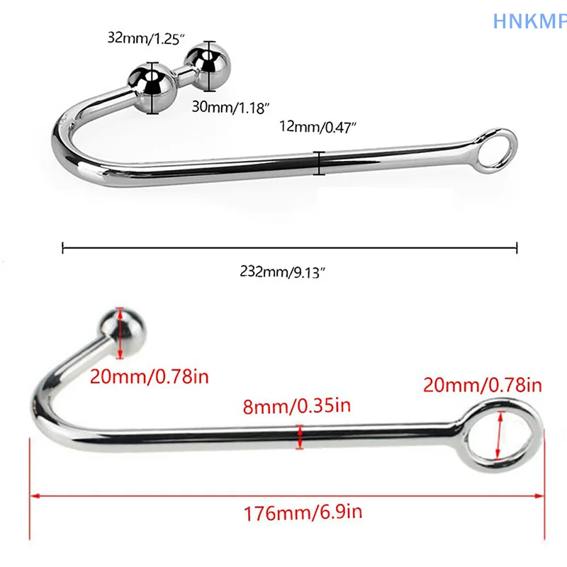 1Pc Stainless Steel Anal Hook With Ball Hole Butt Plug Dilator Prostate Massager SM Bondage Sex Toy For Man