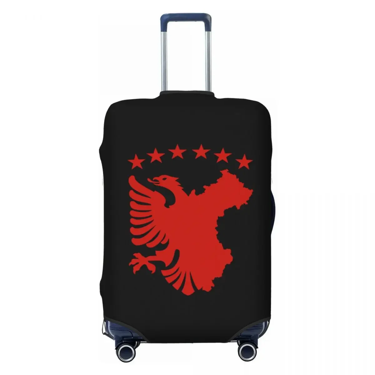 

Custom Shqipe Autochthonous Flag Essential Luggage Cover Cute Kosovo Albania Eagle Suitcase Protector Covers Suit For 18-32 inch