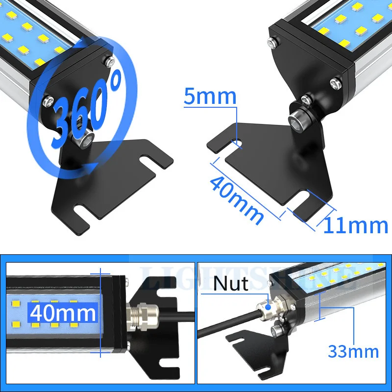 Máquina herramienta CNC, lámpara Led de trabajo, resistente al agua, a prueba de explosiones, tres antimampas, torno, luz fluorescente cuadrada de ahorro de energía, 220v