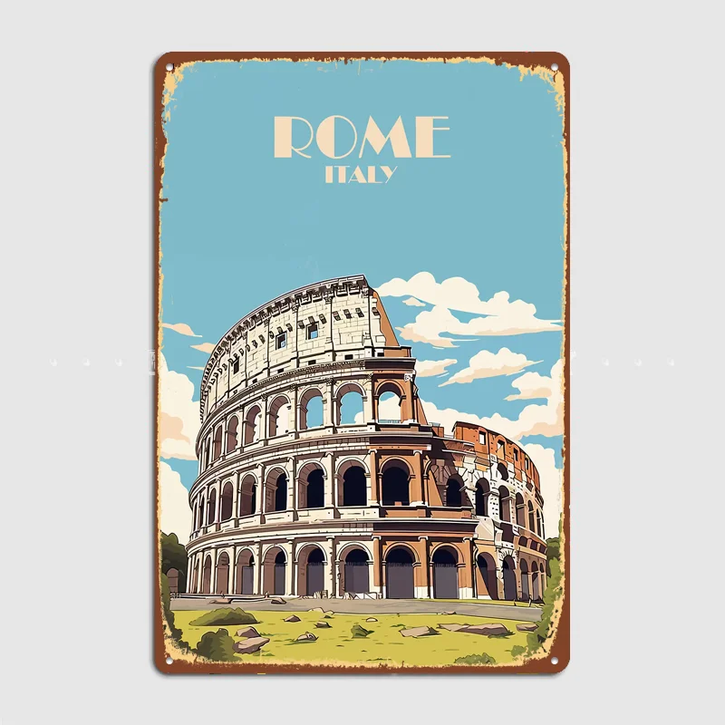 Colosseum Rome Italy Travel Poster Metal Sign Life Wall Custom Bedroom Indoor Home Wall Decor Posters Room Decoration
