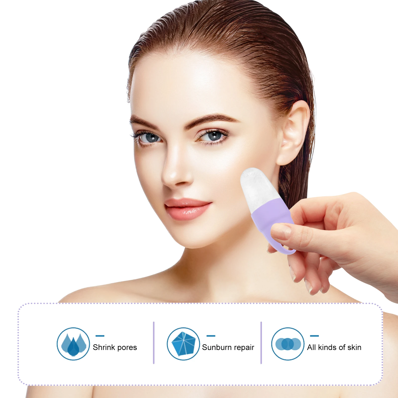 

Roller Facial Massage Ice Grid Sculpting Tool Globe Skin Care Face Puffiness Reducer Purple Massager Compress Beauty Device