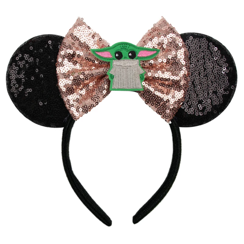 Mickey Mouse Ear Headband STAR-WARS Headwear Grogu Baby Master Yoda Headbands For Girls Kids Minnie Mouse Ear Hairband