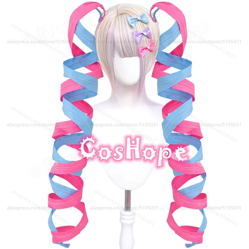 

Кенкен 110 см длинный розовый синий смешанный парик косплей аниме термостойкие синтетические парики