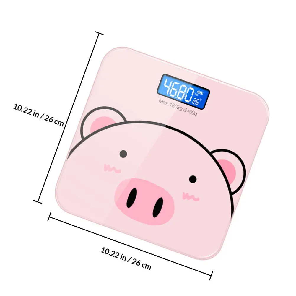 1Pcs Cartoon Body Weight Scale Home Health Electronic USB Charging Digital Tempered Glass Multi-Function Weighing Scale