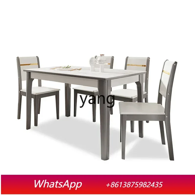 CX  rock slab dining table modern simple light luxury household small apartment rectangular solid wood table