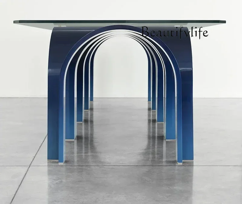 

K Креативный минималистичный многоместный арочный обеденный стол специальной формы, стеклянный офисный круглый стол