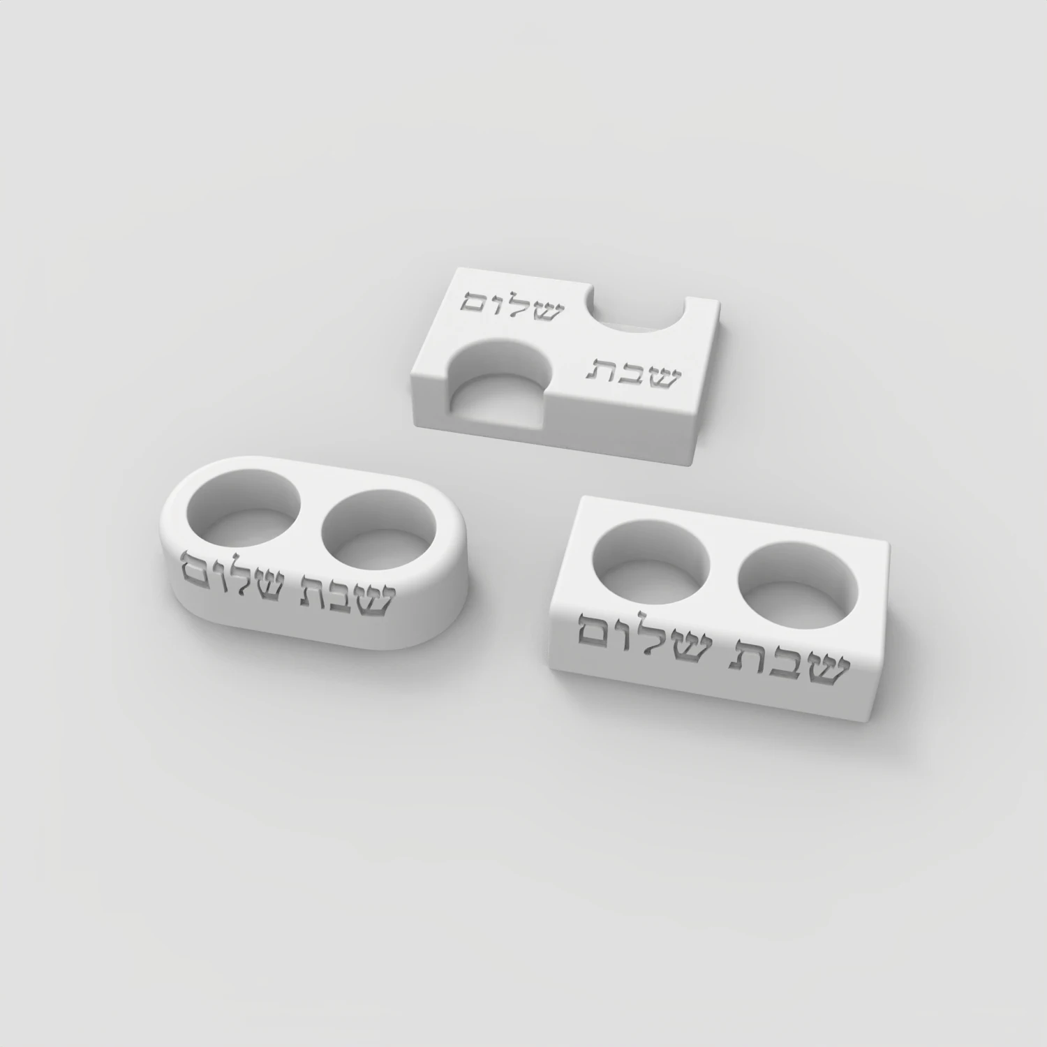 Silicone Mold For Shabbat Shalom Two Tea Light Candle Holder, Jewish Sabbath Double Candlestick Jesmonite Cement Casting Mould