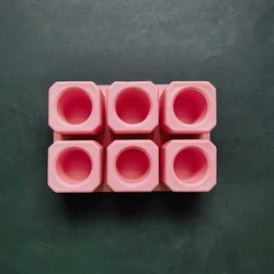 6 Holes Silicone Potting Mold DIY Square Flower Pot Mould Ice Cup Gypsum Plaster Mold Home Decoration Candle Jar Making