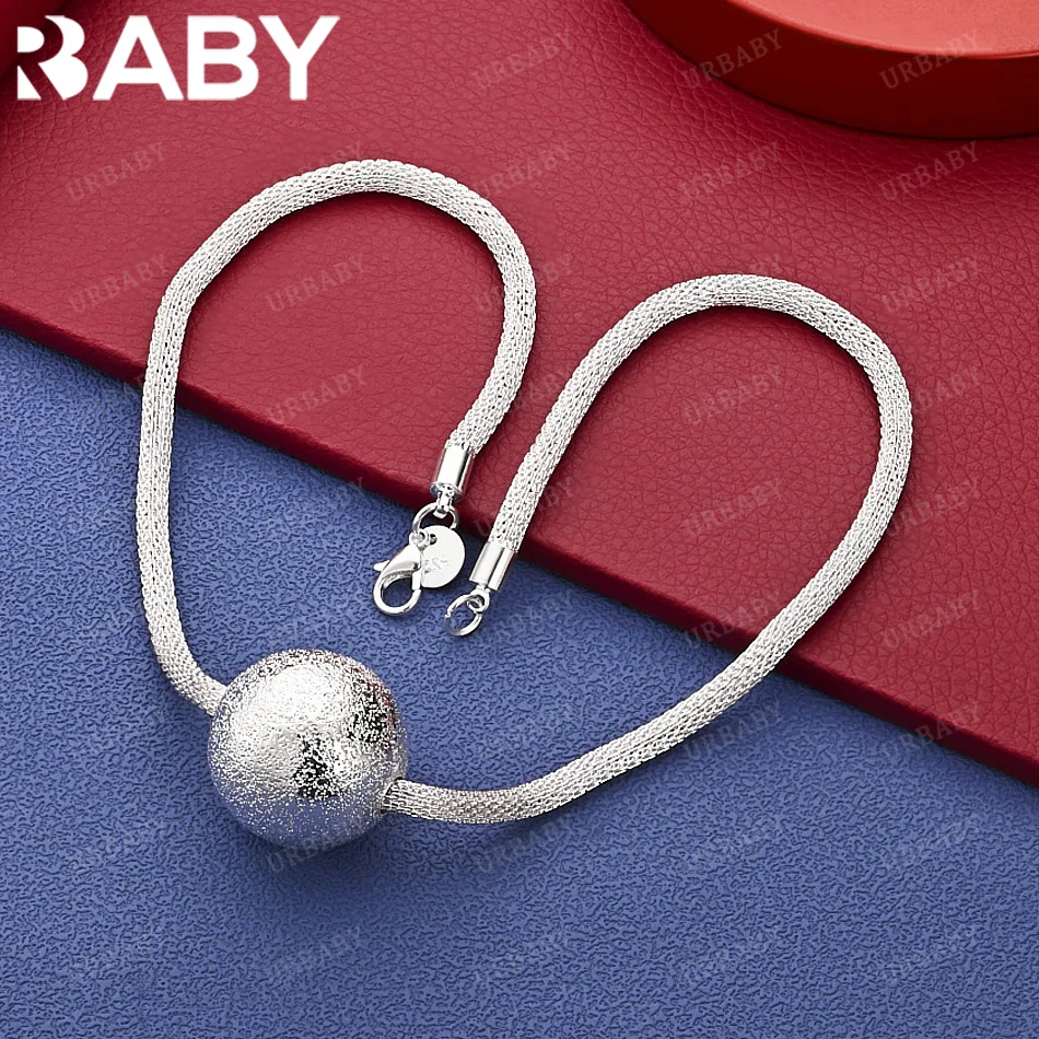 

URBABY 925 Sterling Silver Frosted Ball Necklace For Men Charm Trend Birthday Gifts Fashion Party And Daily Wear