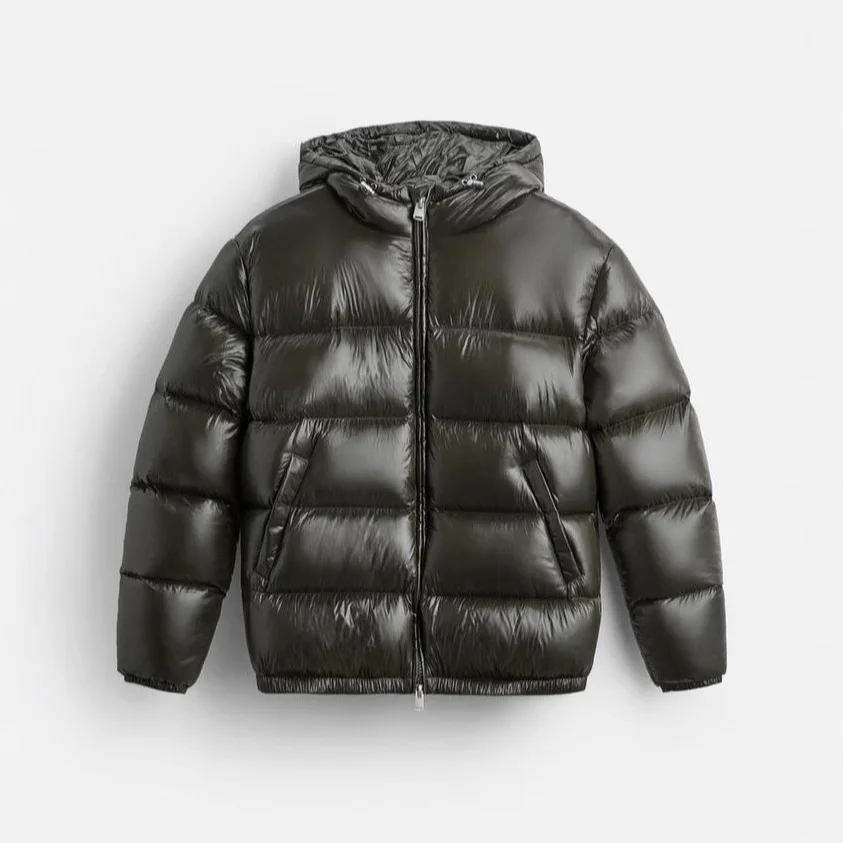 New Men's New Winter Fashion Solid Color Quilted Patchwork Hooded Cotton Clothes, Casual Loose Warm Zipper Cotton-padded Clothes