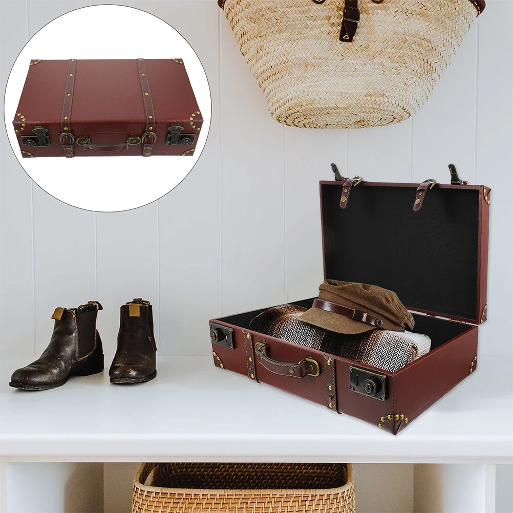 กระเป๋าไม้วินเทจกระเป๋ากล่องหีบไม้โบราณกระเป๋าเดินทางขนาดเล็กของเก่าของชำร่วยโจรสลัด