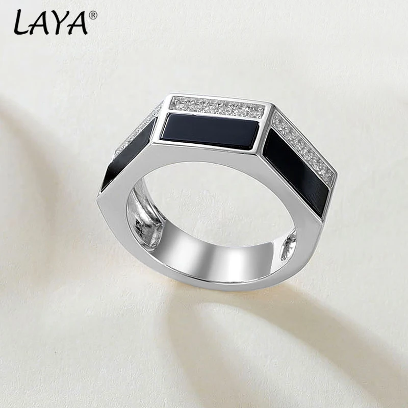Laya 925% 100 sterling silver high-quality shiny zircon fashionable irregular women's ring luxurious charm jewelry handmade enam