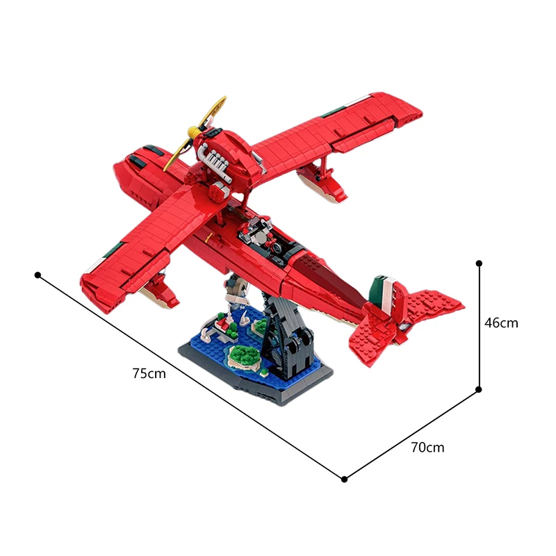 2340PCS Animation Series Red Plane Savoia S-21 Building Blocks Assembly Plane Model Bricks Toys Friends and Family Holiday Gifts