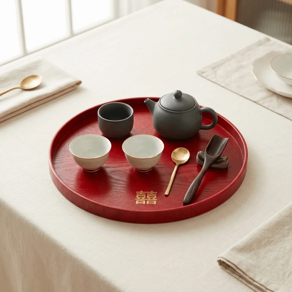 Decorative Wood Serving Tray Solid Build Smooth Surface Snack Plate Polished Practical Fruit Board Wedding Decor