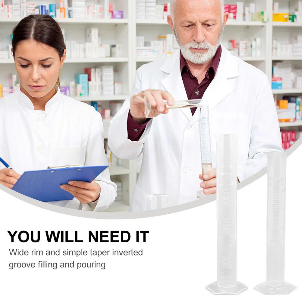 

2Pcs Laboratory Graduated Measuring Cylinder Plastic Stable Base Accurate Scale for School Research Science