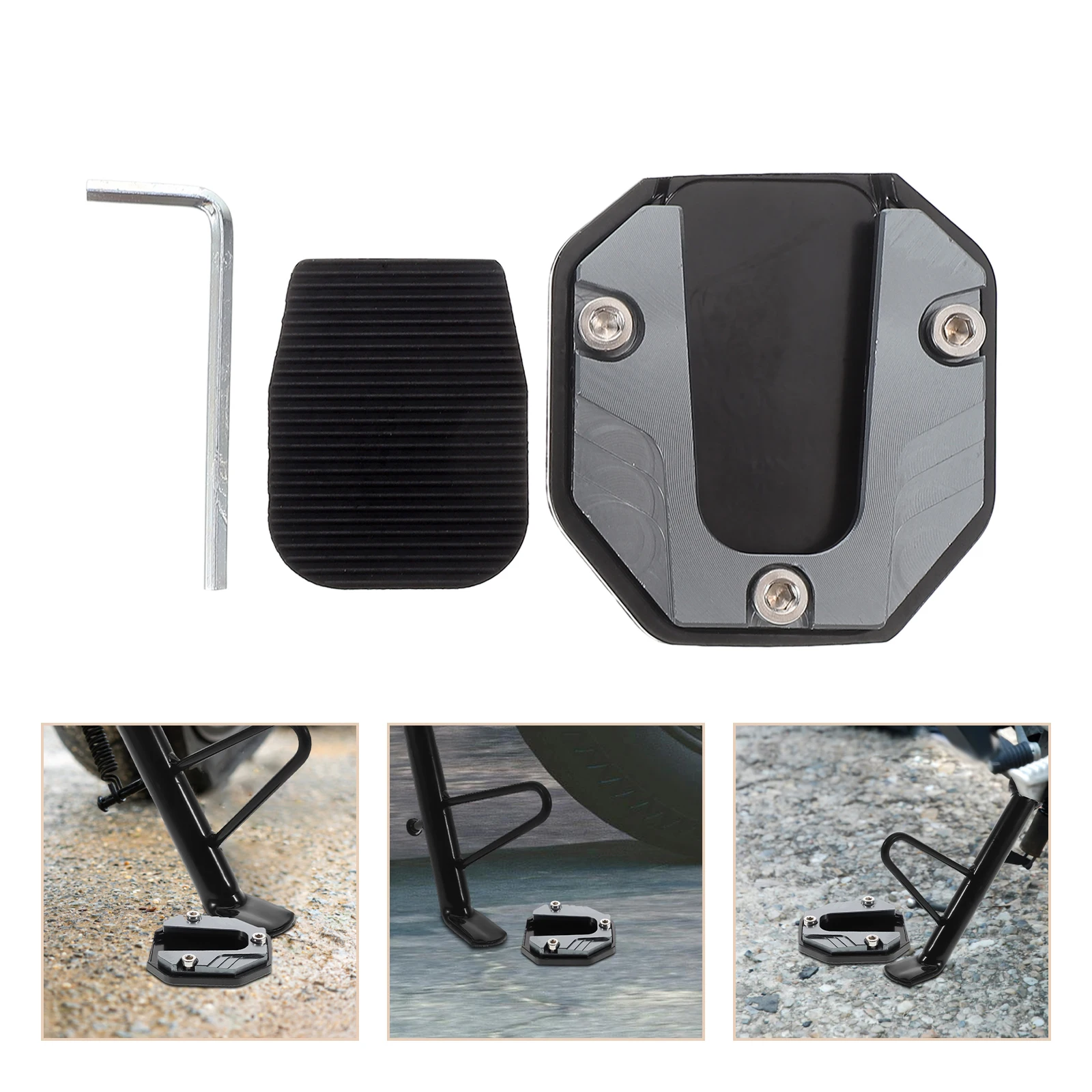 

Aluminum Motorcycle Kickstand Pad Anti Slip Foot Extension Sturdy Alloy Enhanced Stability Dirt Bike Stand Support Plate Parking