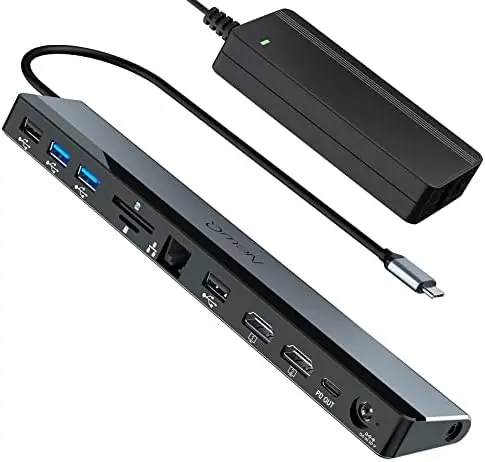 

Портативная док-станция USB-C с питанием и поддержкой мониторов для нескольких устройств USB-док-станция для двух мониторов с адаптером питания для новых устройств