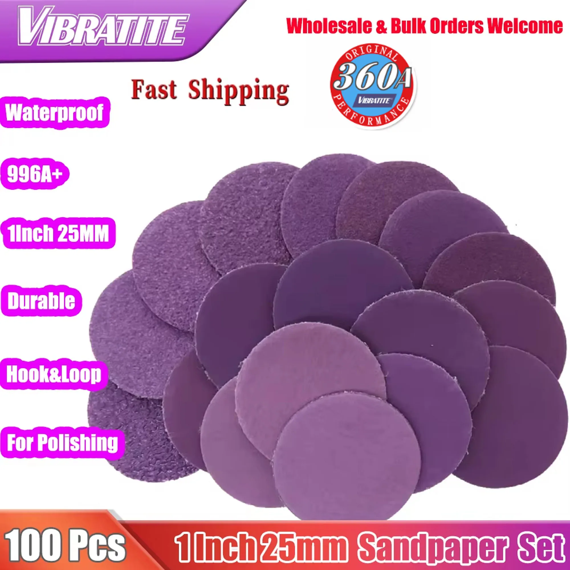 100Pcs 25mm 1 Inch Wet Dry Sanding Discs 60-10000 Grit Hook Loop Aluminum Oxide Sandpaper for Drill Rotary Grinder Tools