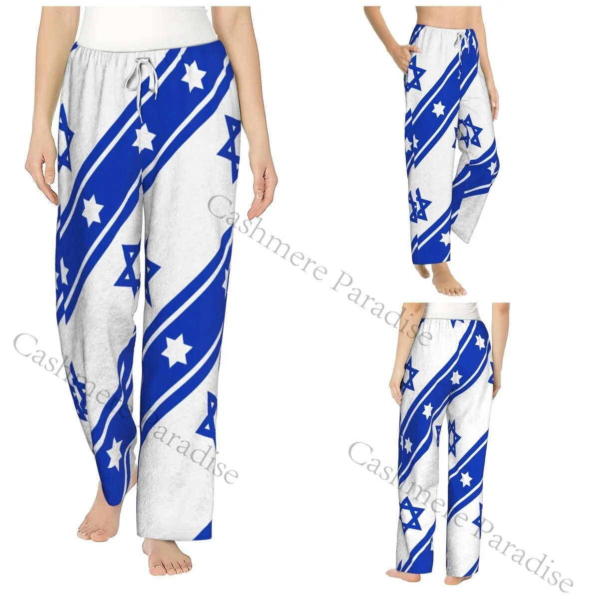 Israel Flag Warm Women Pajama Pants Flannel Sleep Bottoms Soft Fleece Loungewear