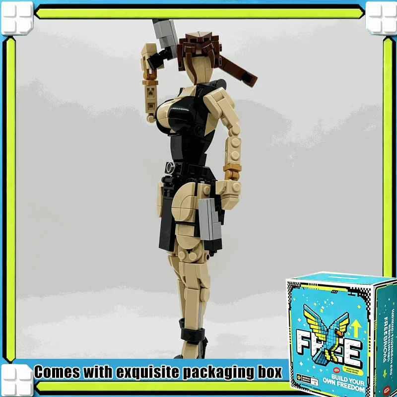 258PCS Adventure Heroine Figure MOC Model Custom Puzzle DIY Building Blocks Set Poseable Creative Display Toy Gift Collection