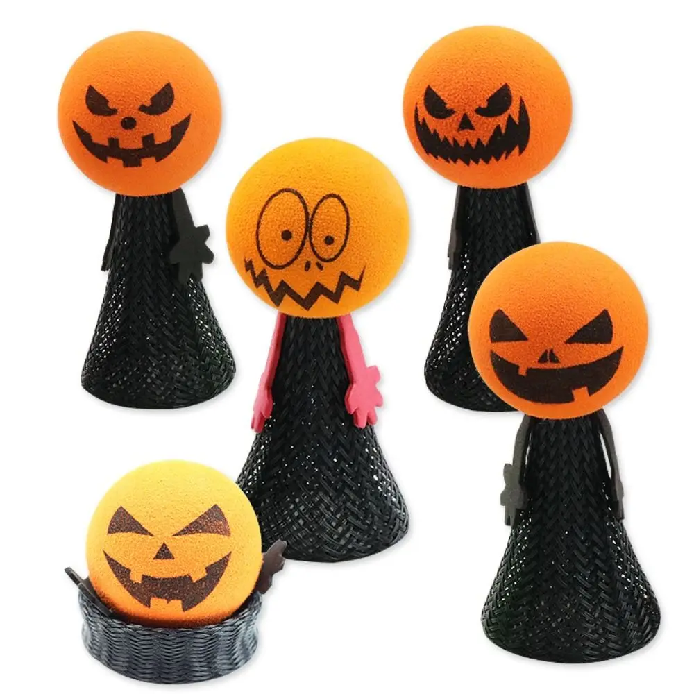 Testa di zucca bambola di salto di Halloween EVA Halloween Halloween che rimbalza elfo bambola di plastica primavera nera che rimbalza saltando giocattoli di zucca