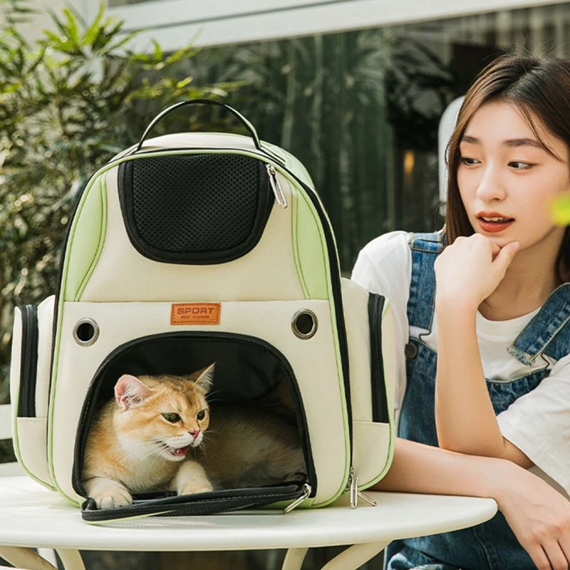 Imagem -04 - Grande Capacidade Portable Outdoor Canvas Dog Carrier Bolsa Pet Cat Mochila Espaço Cápsula Respirável Box Cage Travel Handbag 10kg