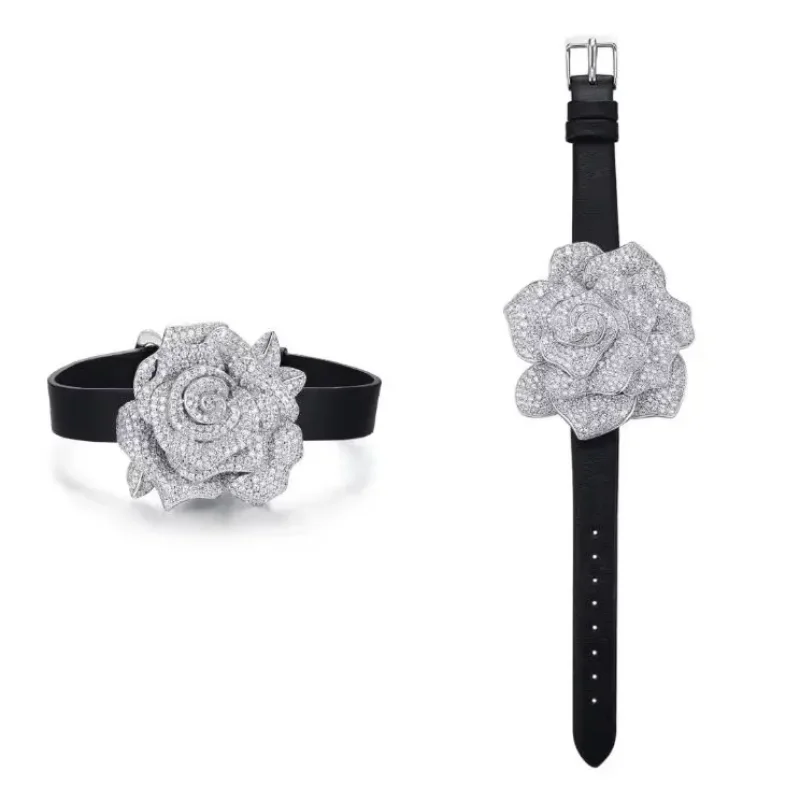 

Bracelet Camellia Exquisite Personality Banquet Temperament Valentine's Day Hand Rope WristbandLuck 925 Silver Bracelets White