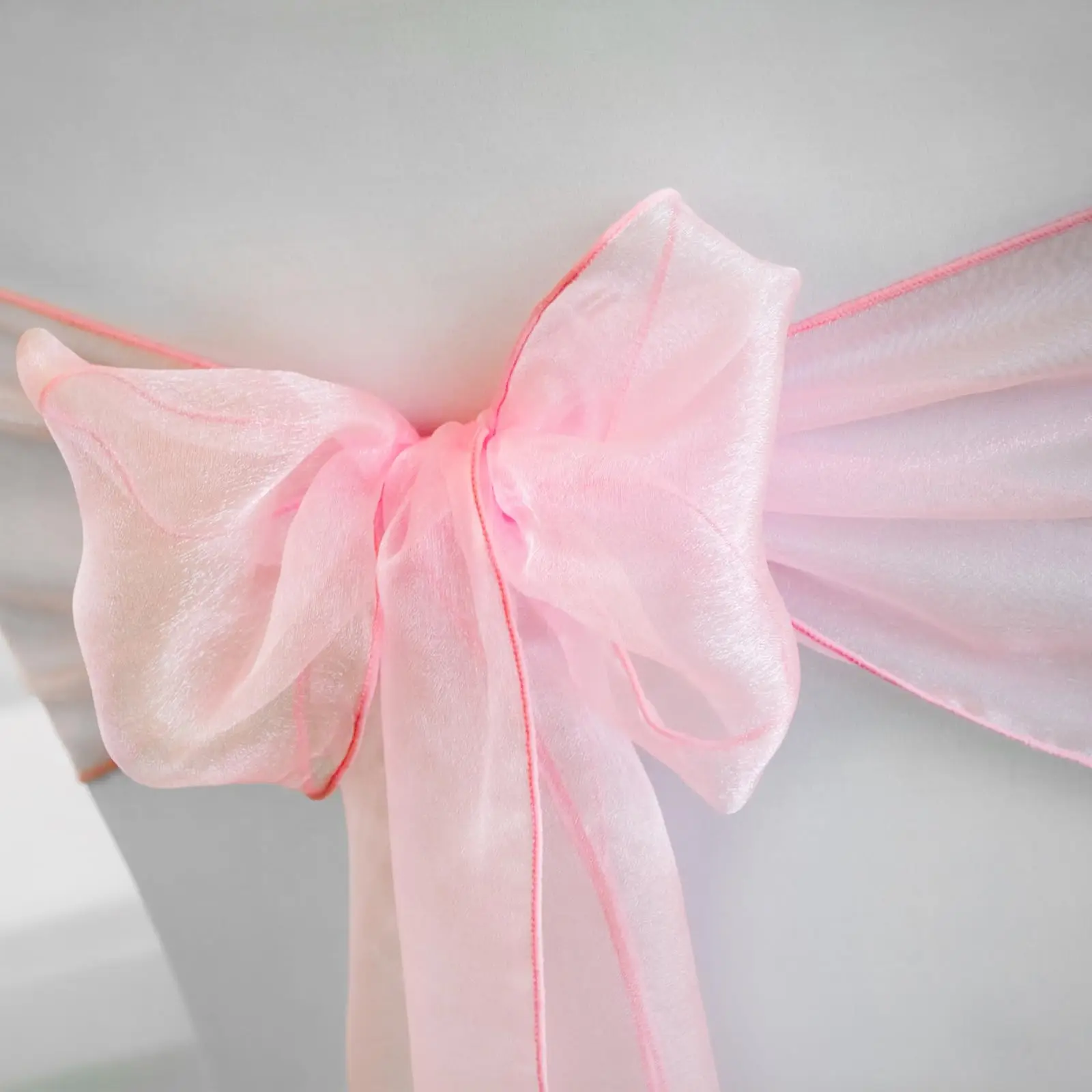 Imagem -02 - Pink Organza Cadeira Sashes Tampas da Cadeira do Arranjo do Partido Algodão Anti-slip Bow Decoração de Luxo 17x275cm 50 100 Pcs