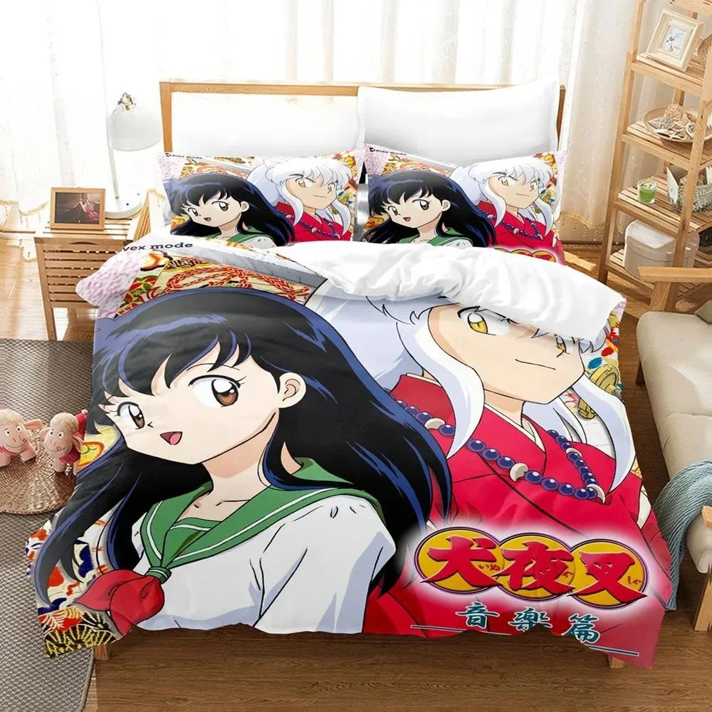 

New Fashion Inuyasha Bedding Set Single Twin Full Queen King Size Bed Set Adult Kid Bedroom 3D Anime bed sheets and pillowcases