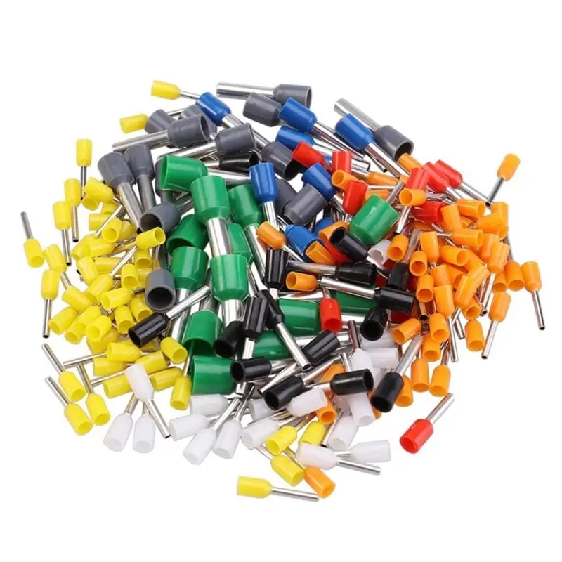 AB66-1250Pcs Assorted Wire Ferrules Terminals Kit Insulated Copper Crimp Connectors For Industrial And Power Control Systems