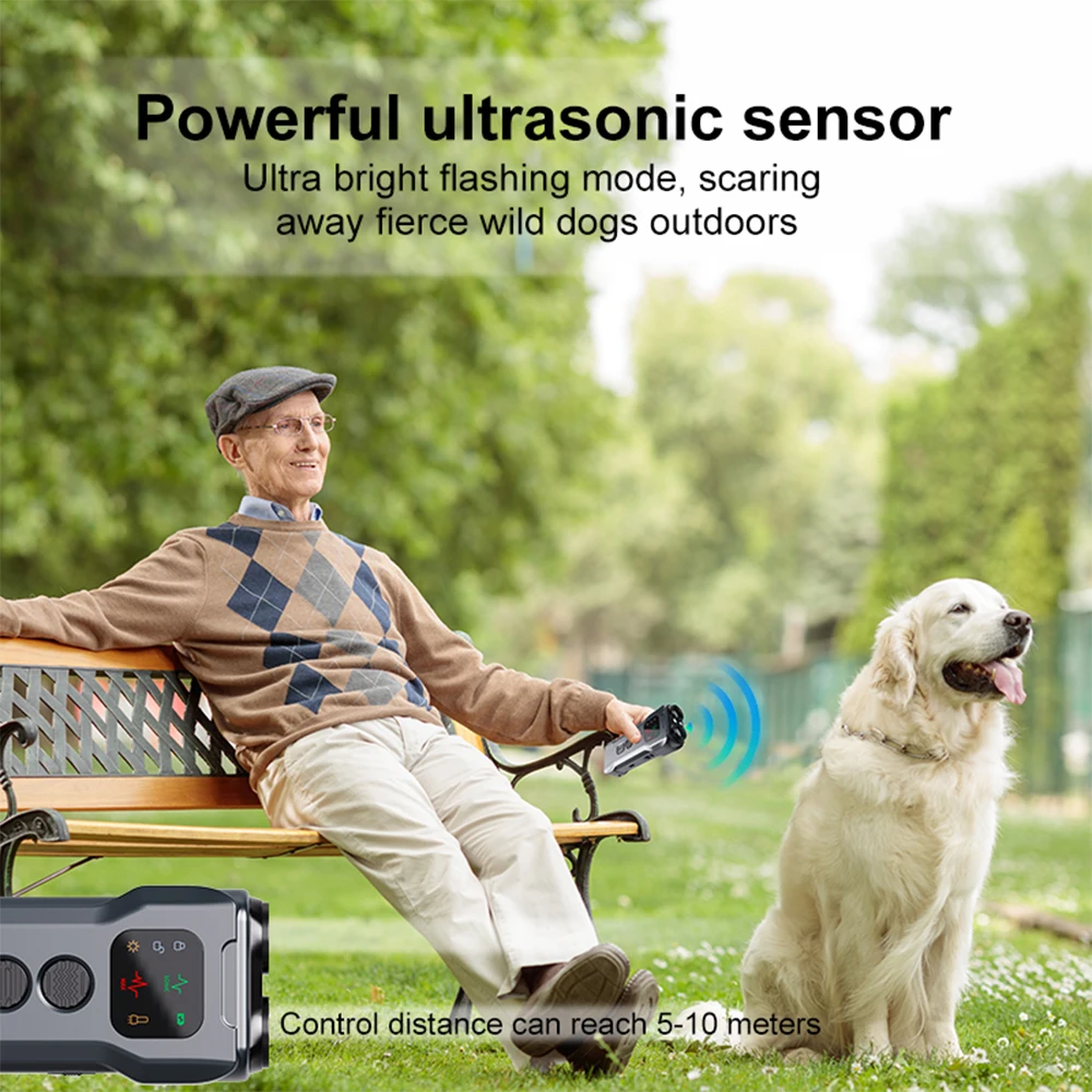 Double/Three Head LED Flashlight Ultrasonic Dog Repeller Anti Barking Training Deterrent Device Rechargeable Dog Repeller - Image 6