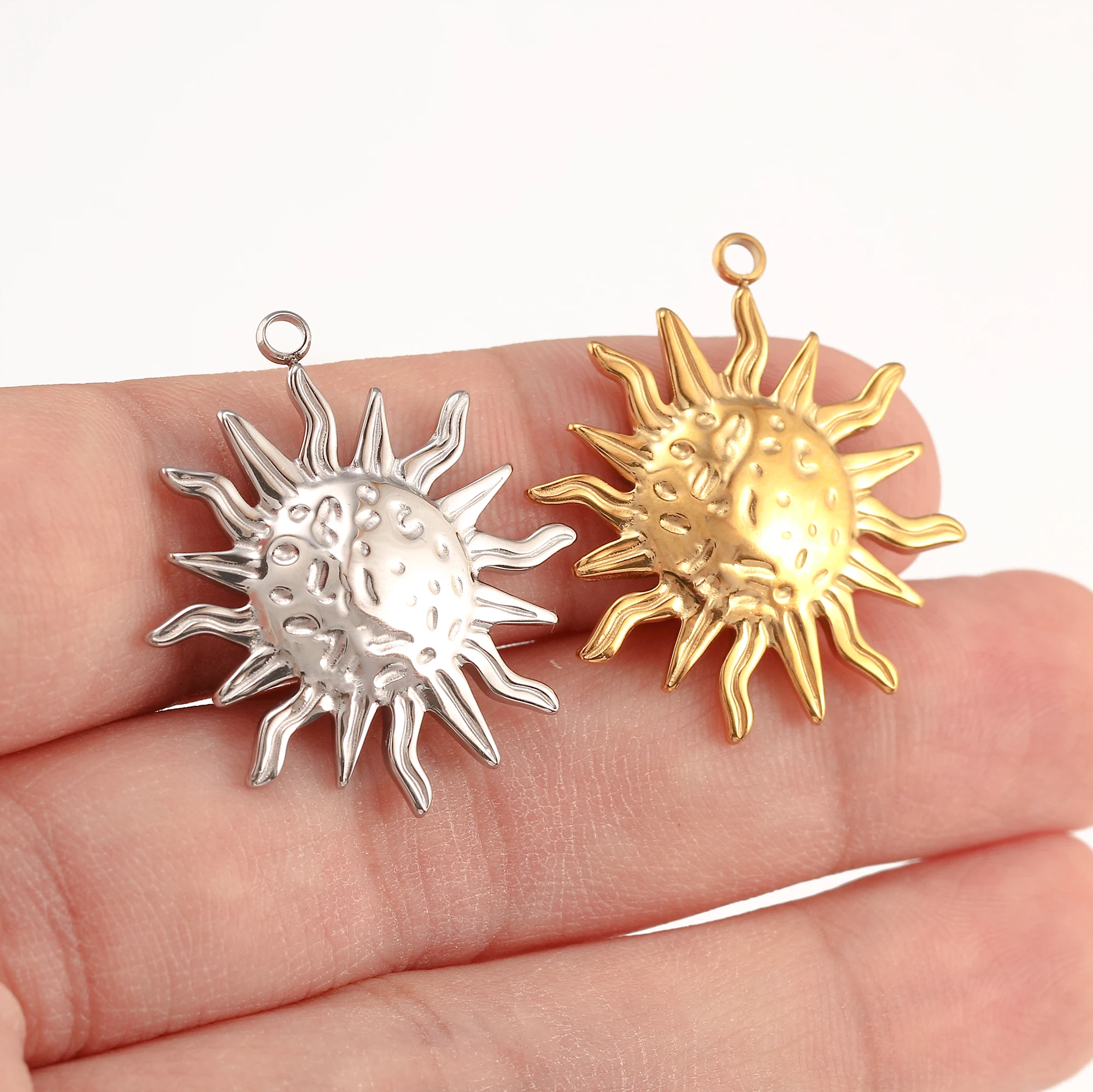 3 Stück Gesicht Sonne Mond/Sonnenblume/Schmetterling Charm für Schmuckherstellung Edelstahl Guss Charm DIY Armband Halskette Handwerk Zubehör – Detail 13