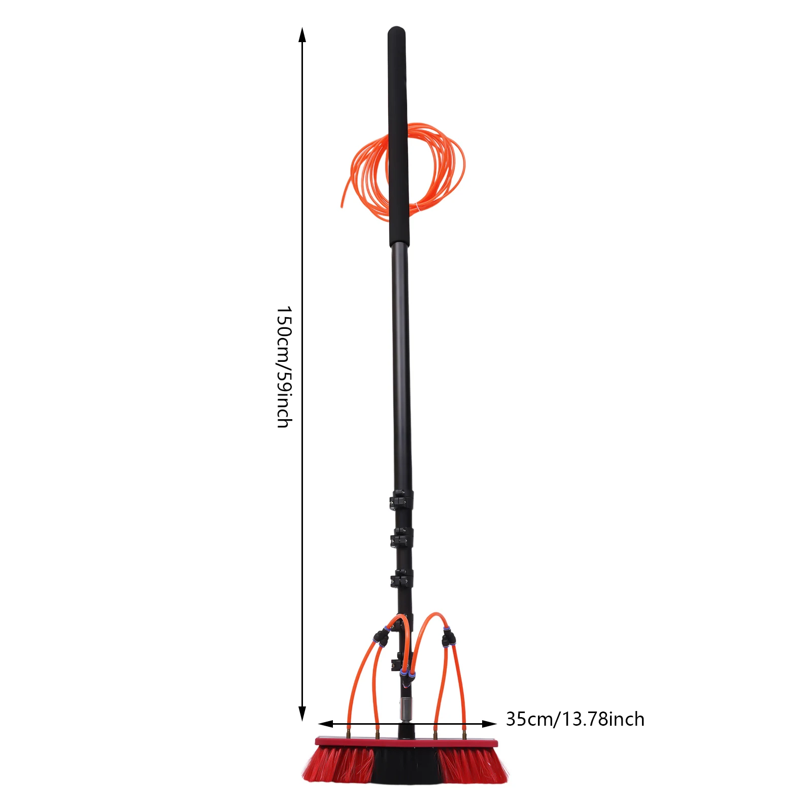 Wassergesteuertes Stangen-Set, 65 Fuß Länge, wassergesteuerte Bürste, wassergesteuertes Reinigungssystem, Fensterreiniger aus Aluminiumlegierung für den Außenbereich, für Fensterglas