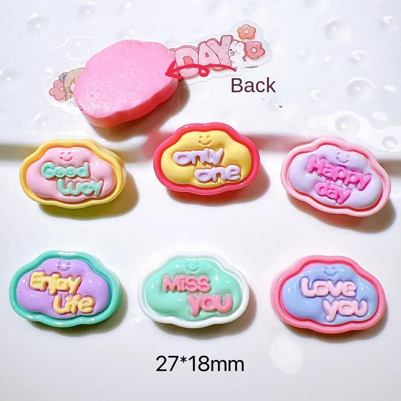 10Pcs Kawaii Colorful Resin Letter Plate Flatback Cabochons Scrapbooking Phone Case Decoration DIY Jewelry Making Accessories
