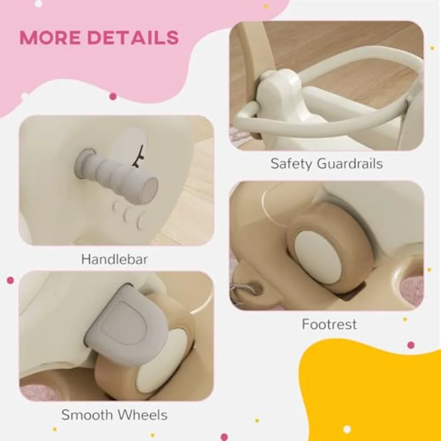 Konik na biegunach 5 w 1 dla dzieci w wieku 1-6 lat, wózka na sprężynach dla dzieci z odpinaną deską balansującą, uchwytem do pchania i...