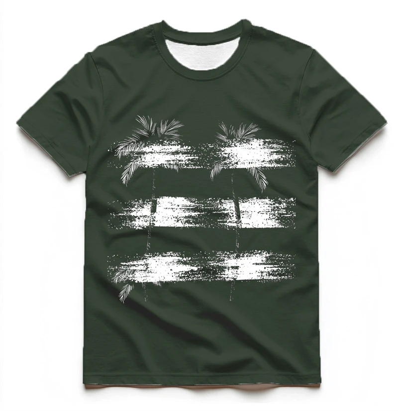 

Fashion Coconut Tree Graphic T Shirts For Men Summer Casual Beach Vacation 3D Printed T-shirts Loose Breathable Harajuku Tees