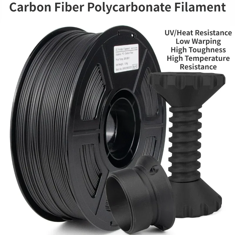 PC Carbon Fiber Polycarbonate Filament Enhanced Strength Toughness Carbon Fiber PC Filament,High UV/Heat Resistance 1kg(2.2lbs)