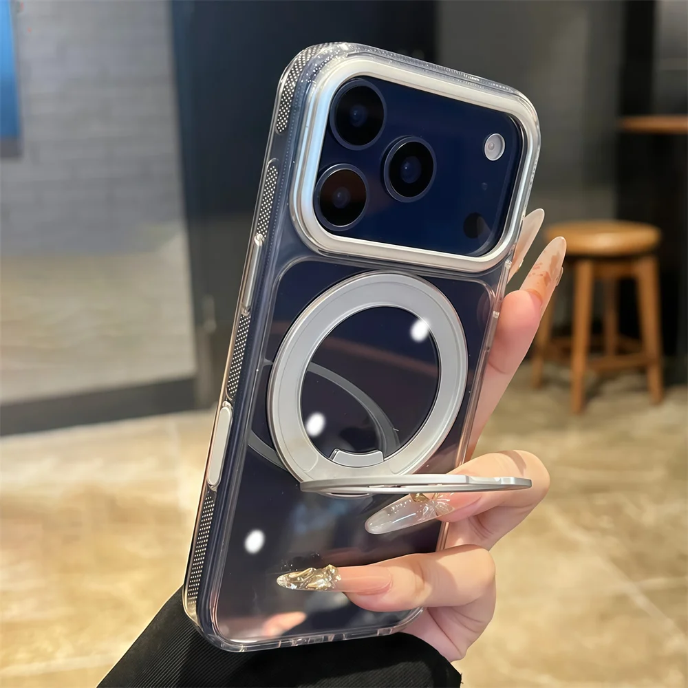 Luxury Magnet Ring Rotating Folding Magnetic Stand Phone Case For iPhone 18 17 16 15 14 13 Pro Max  Anti-slip Frame Armor Cover